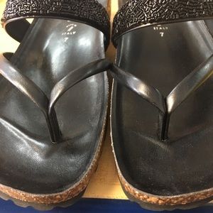 Black Italian leather sandals
